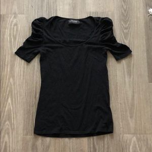Zara Black ruffle short sleeve top
